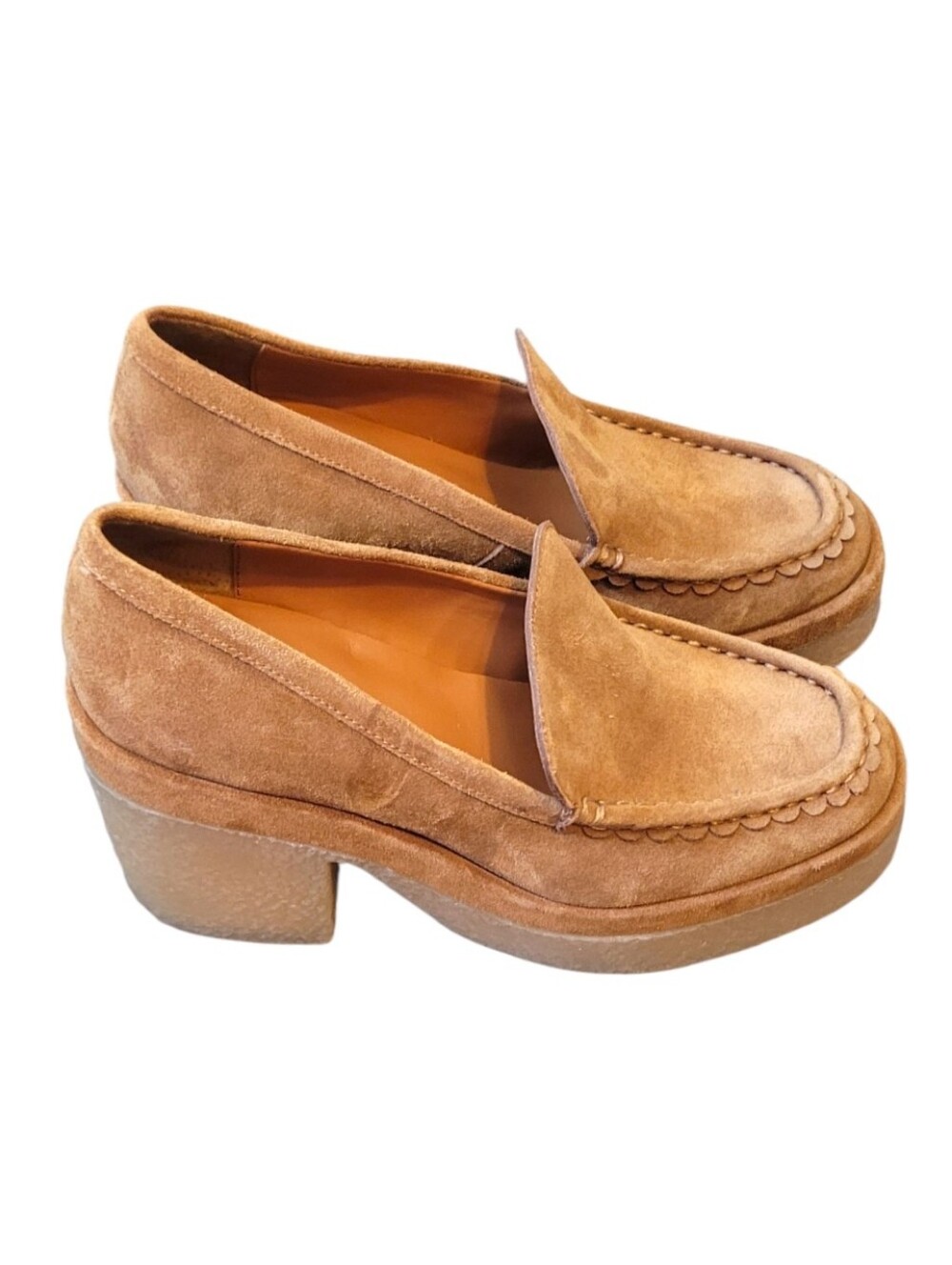 Marc Fisher Lina Brown Suede Platform Loafers Size 7 - Picture 2 of 6